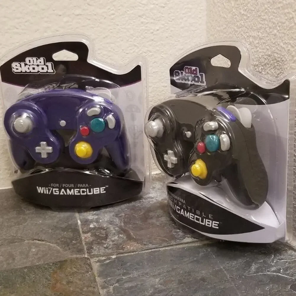 2 Gamecube Controllers - Purple & Black (NEW) - Nintendo - Old Skool